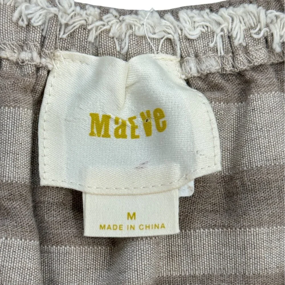 Anthropologie Maeve Soeli Textured Fringe Tank Top Black Ribbon Strap Size M - Picture 6 of 8